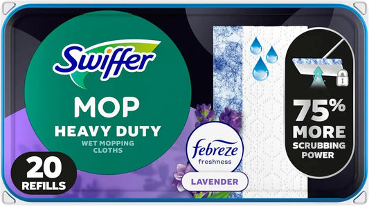 Swiffer Heavy Duty Mop Wet Multi-Surface Cloth Refills for Floor Mopping and Cleaning, Lavender Scent, 20 count