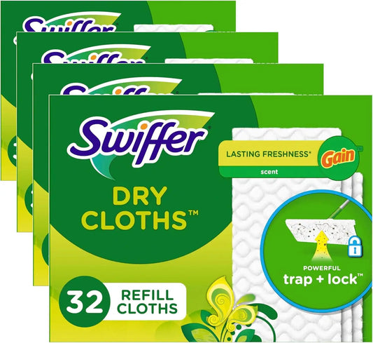Swiffer Sweeper Dry Sweeping Cloth Refills,Gain Original,32 Count (Pack of 4)