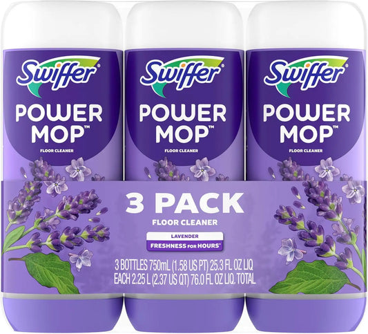 Swiffer PowerMop Floor Cleaning Solution with Lavender Scent, Triple Pack