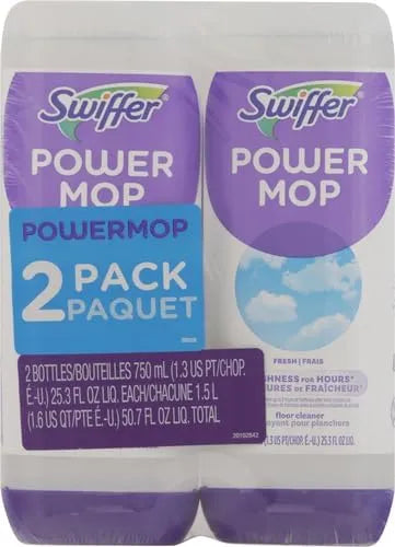 Swiffer PowerMop Liquid Floor Cleaner Refills, SolutionPower Mop, FreshScent, Mopping Fluid Replacement Bottle, SprayMops Cleaning Juice, No Bucket Needed, Multi-Surface&Wood, 25.35 Fl Oz (Pack of 6)