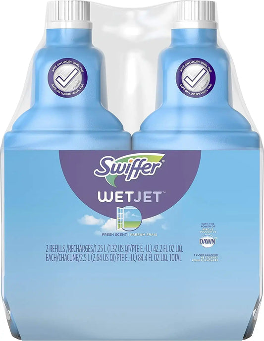 Swiffer Wetjet Hardwood Floor Mopping and Cleaning Solution Refills, All Purpose Cleaning Product, Open Window Fresh Scent, 1.25 Liter, 2 Pack (Packaging may vary)