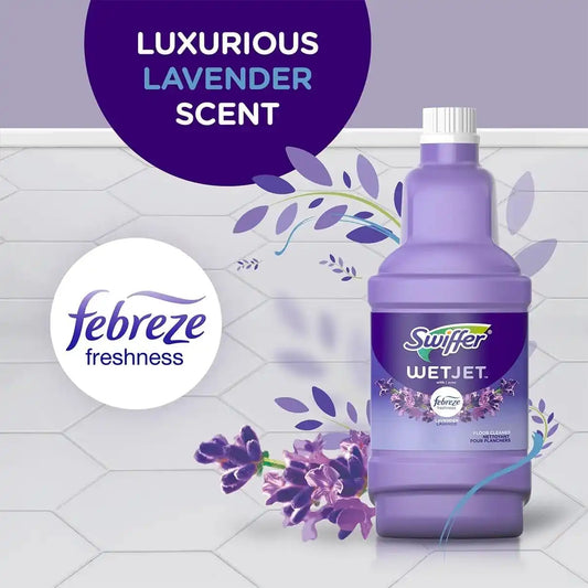 Swiffer WetJet Multi-Purpose Floor and Hardwood Cleaner Solution with Febreze Refill, Lavendar Vanilla and Comfort Scent, 1.25 Liter, OKpFMr 8 pack