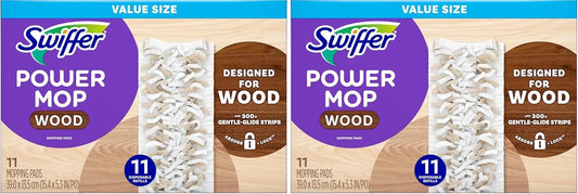 Swiffer PowerMop Wood Mopping Pad Refills for Floor Cleaning, 11 Count (Pack of 2)