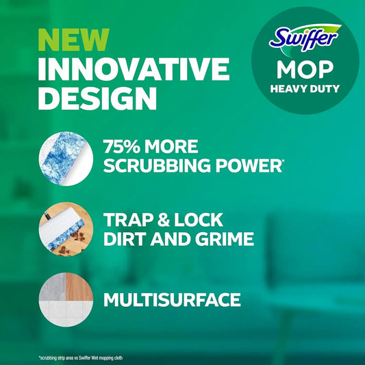 Swiffer Heavy Duty Mop Wet Multi-Surface Cloth Refills for Floor Mopping and Cleaning, Pet with Febreze Odor Defense, 32 count