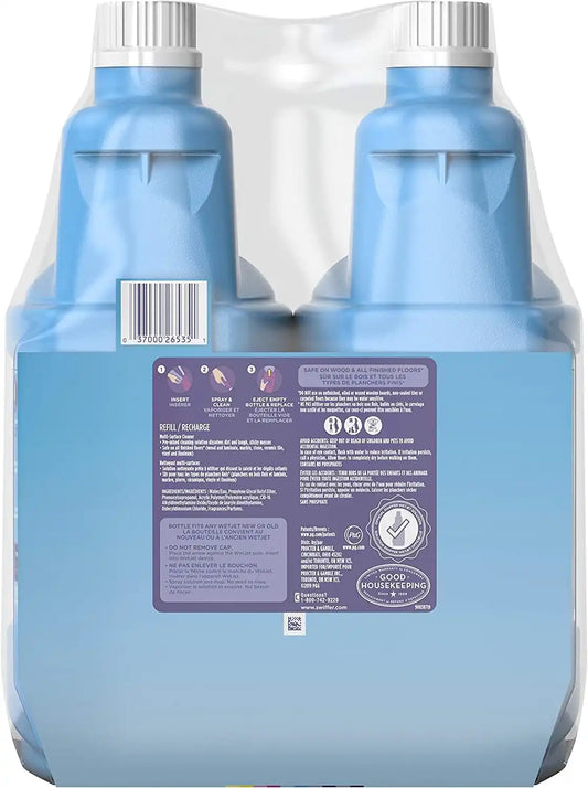 Swiffer Wetjet Hardwood Floor Mopping and Cleaning Solution Refills, All Purpose Cleaning Product, Open Window Fresh Scent, 1.25 Liter, 2 Pack (Packaging may vary)