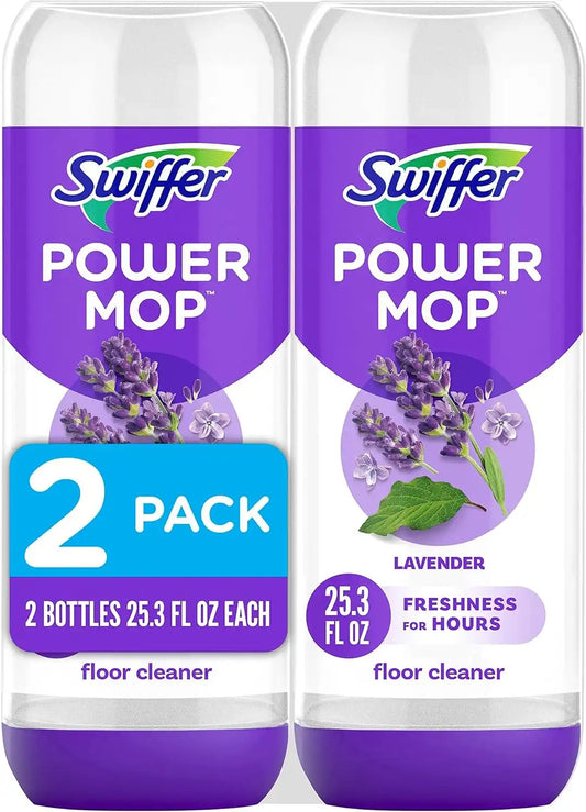Swiffer Power Mop Refill Solution,Floor Cleaner for Mopping Tile,Vinyl,Laminate,Wood in Home,Bathroom,Kitchen, Multipurpose-Surface Solution for Floor Cleaning, Lavender Scent, 25.35 oz (Pack of 10)