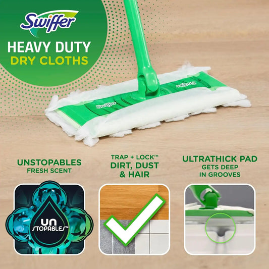 Swiffer Sweeper Heavy Duty Dry Multi-Surface Cloth Refills for Floor Sweeping and Cleaning,Unstopables Fresh Scent,20 Count (Pack of 4)