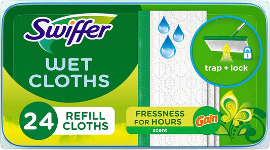 Swiffer Sweeper Wet Mopping Cloths, Multi-Surface Floor Cleaner with Gain Original Scent, 24 Count (Pack of 3)