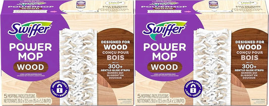 Swiffer PowerMop Wood Mopping Pad Refills for Floor Cleaning, 10 Count