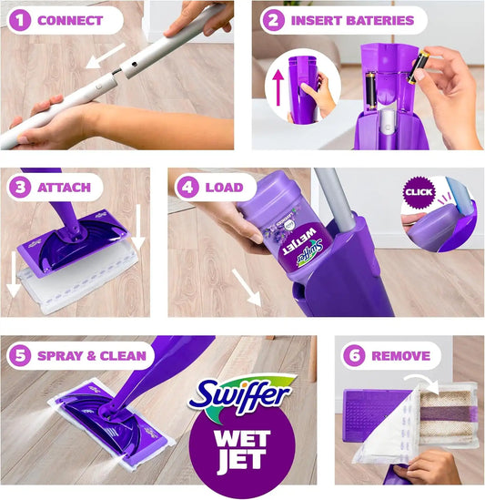 Swiffer WetJet Multi-Purpose Floor Cleaner Solution with Febreze Refill, Hardwood Floor Cleaner, Lavender Scent, 1.25 Liter -42.2 Fl Oz (Pack of 2)