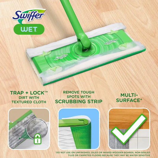 Swiffer Sweeper Wet Mopping Cloths, Mop and Broom Floor Cleaner Refills, Open Window Fresh Scent 24-Count (Pack of 6) (Packaging May Vary)